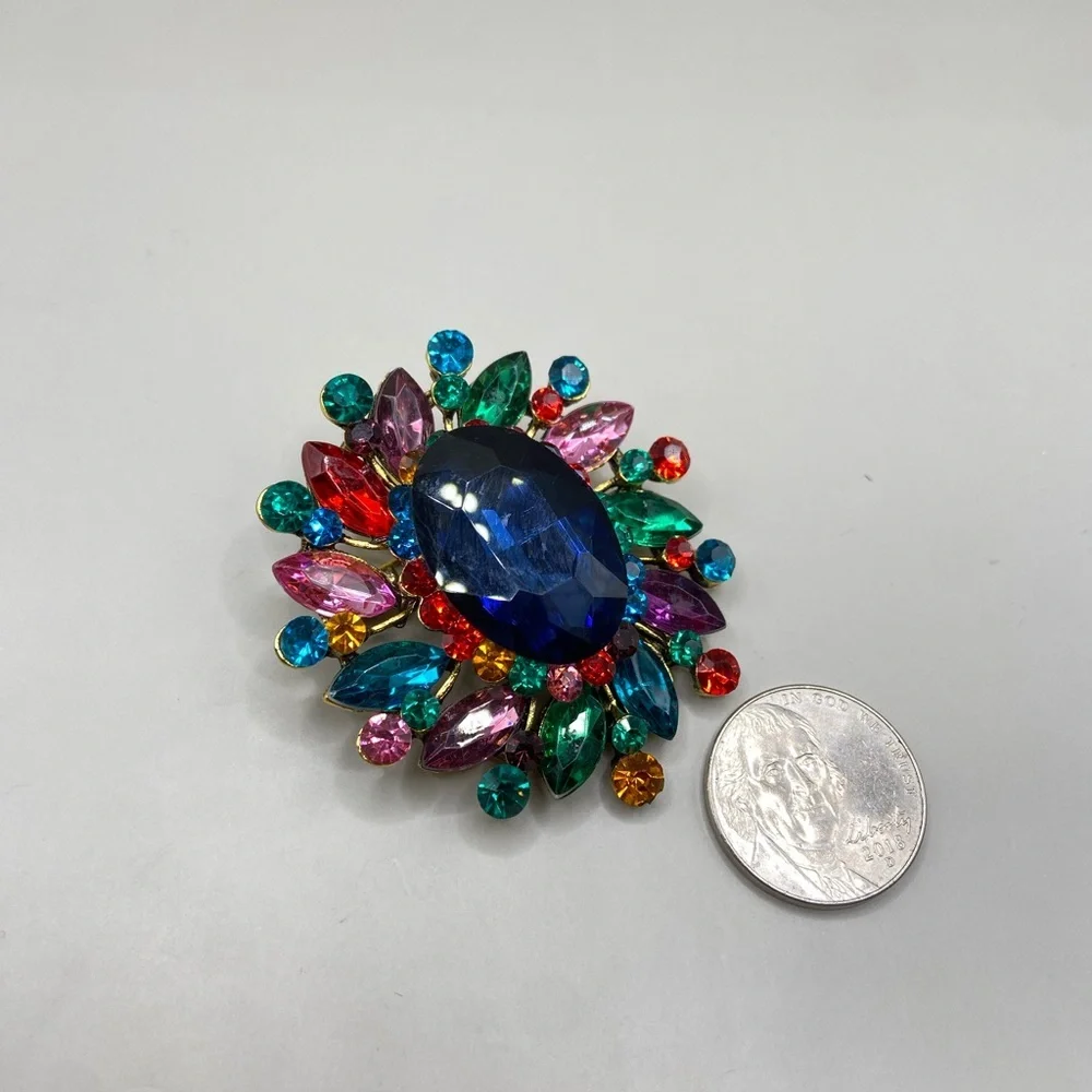 Colorful Vintage Rhinestone Statement Brooch
